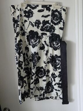 LOFT Strapless Black and White Floral Dress